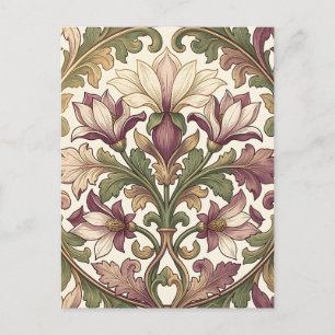 Postal Violeta Victoriana Crema Floral Ornata