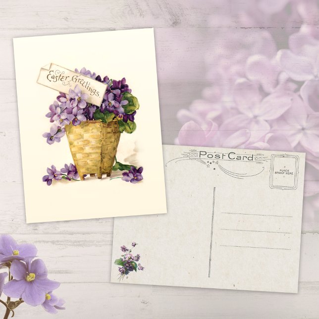 Postal Violetas de época y saludos de Pascua (Subido por el creador)