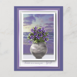 Postal violetas en tarro lunar
