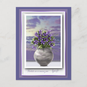Postal violetas en tarro lunar