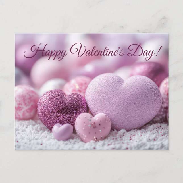 Postal Violette Herzen mit Glitter Valentinstag (Anverso)
