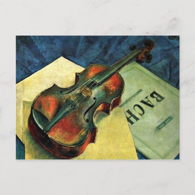 Postal Violín, 1921 pintura de Kuzma Petrov-Vodkin (Anverso)