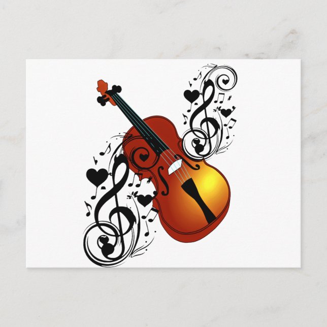 Postal Violín, Amante en el corazón_ (Anverso)