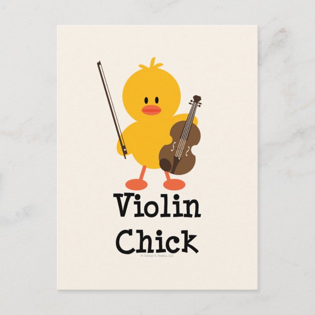 Postal Violin Chick Postcard (Anverso)