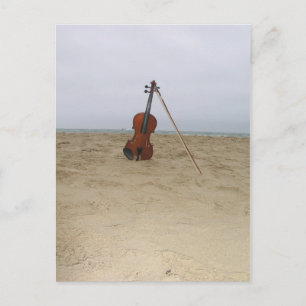 Postal Violín en la playa