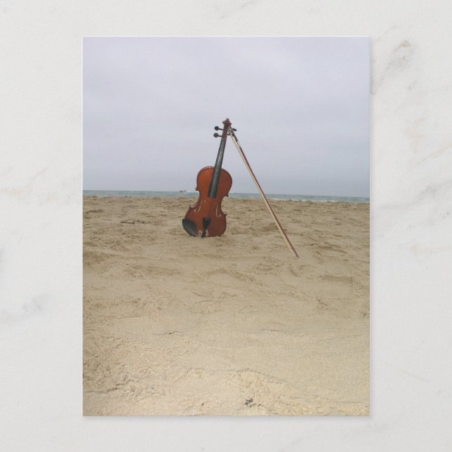 Postal Violín en la playa (Anverso)
