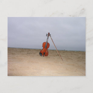 Postal Violín en la playa