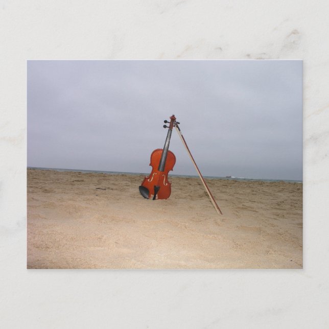 Postal Violín en la playa (Anverso)