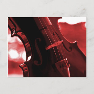 Postal Violín en rojo y negro