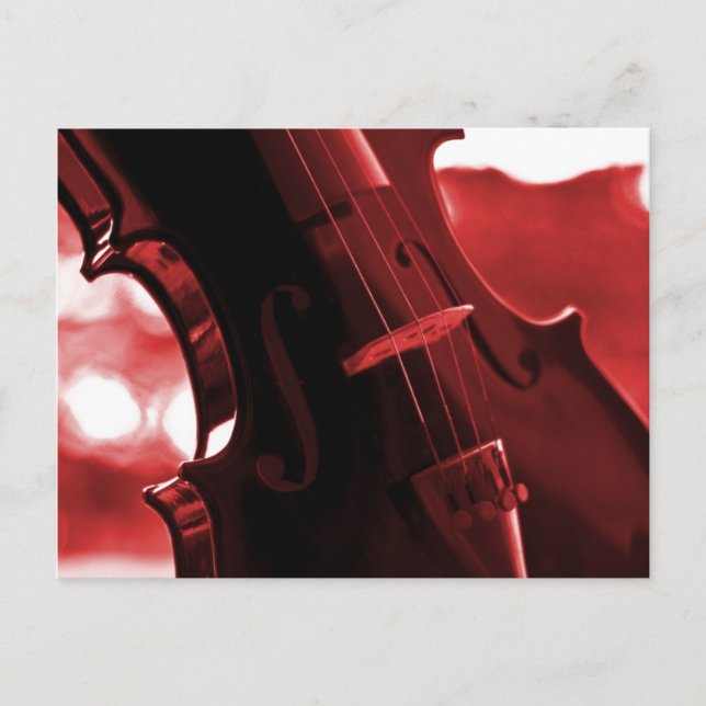 Postal Violín en rojo y negro (Anverso)