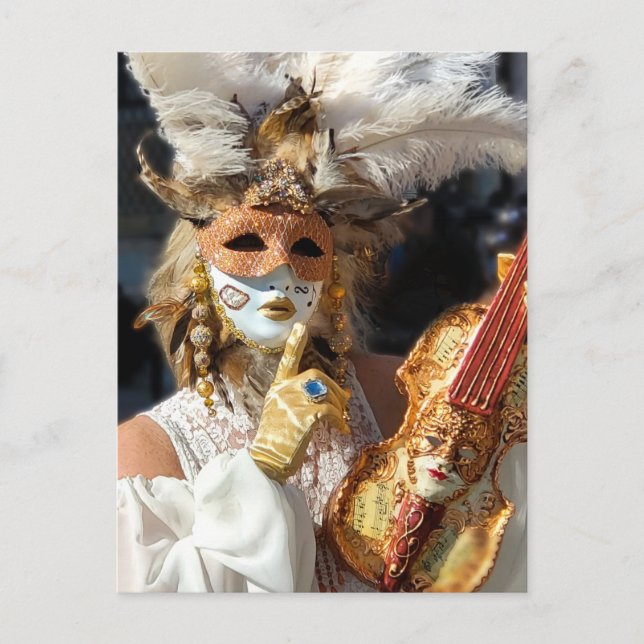 Postal Violin Masked Lady Puzzle, rompecabezas del Carnav (Anverso)