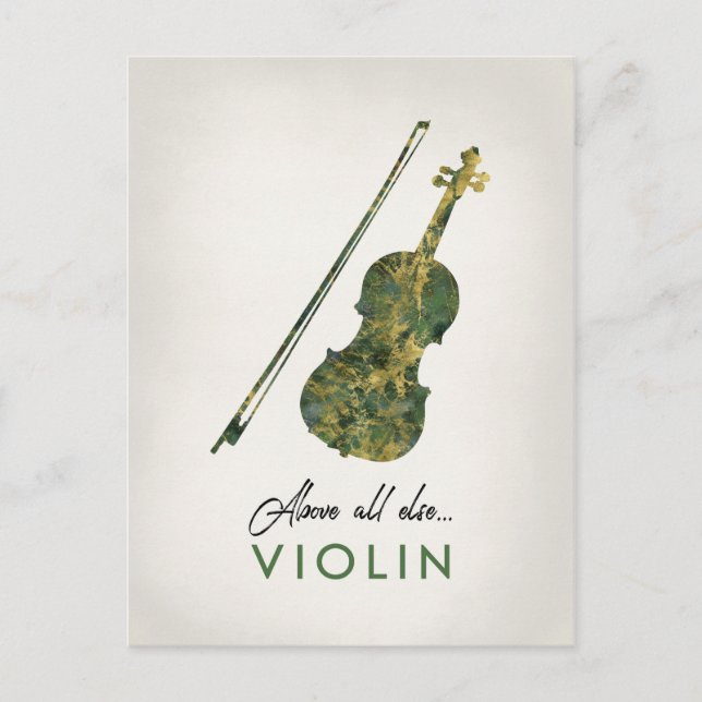 Postal Violín - Música de mármol verde (Anverso)
