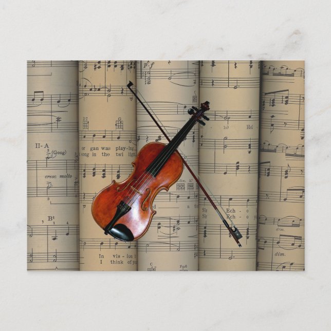 Postal Violin ~ Rolling Sheet Music Background ~ Musical (Anverso)