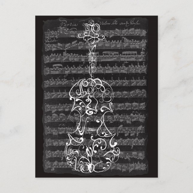 Postal Violin Srawl escribe sobre el manuscrito de Bach (Anverso)