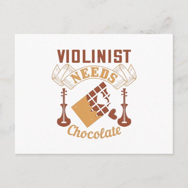 Postal Violín - Violinista necesita chocolate (Anverso)