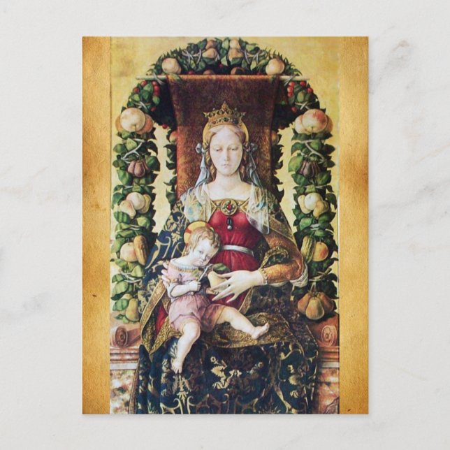 Postal VIRGEN CON NIÑO , Pergamino (Anverso)
