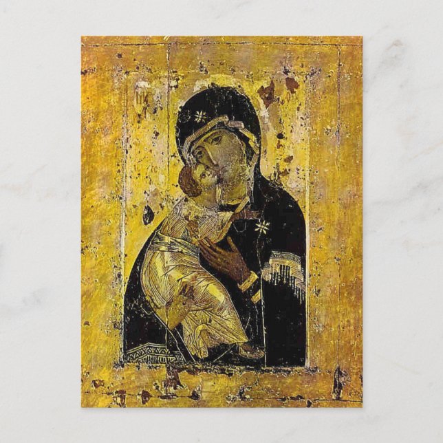 Postal Virgen de Kiev Icono ucraniano Madonna (Anverso)