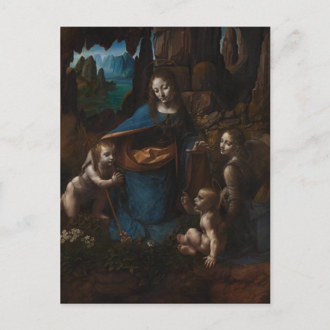 Postal Virgen de las Rocas de Leonardo da Vinci (Anverso)