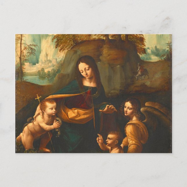 Postal Virgen De Las Rocas Por Leonardo Da Vinci (Anverso)