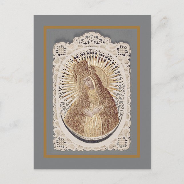 Postal Virgen de Vilnius en oración ... arte fino (Anverso)