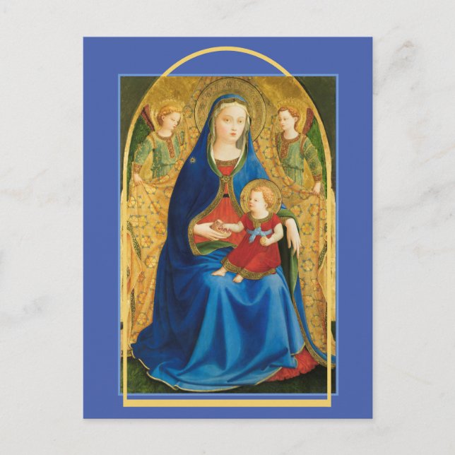 Postal "Virgen del granado" Fra Angelico (Anverso)