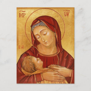 Postal virgen e hijo