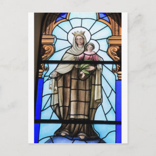 Postal Virgen María bebé Jesucristo ventana de vidrio man