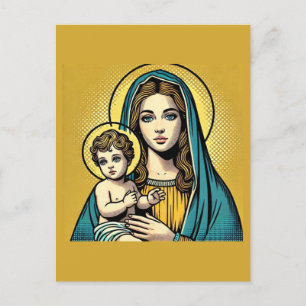Postal Virgen María con el bebé Jesucristo