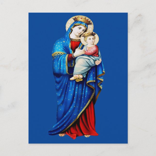 Postal Virgen María con el Niño Jesús (Anverso)