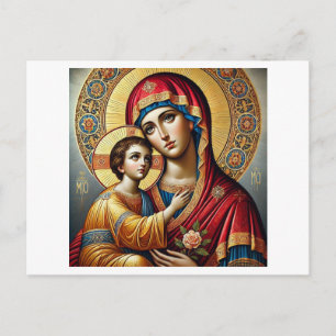 Postal Virgen María con el niño Jesús Cristo