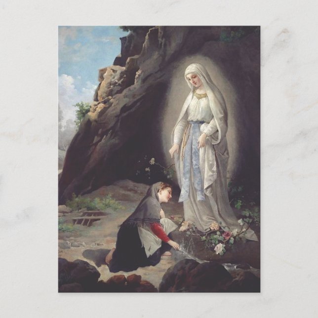 Postal Virgen María de Lourdes (Anverso)