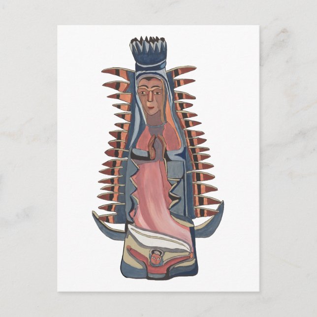 Postal Virgen María Nuestra Señora de Guadalupe pintando (Anverso)