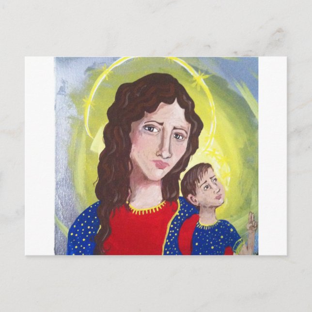 Postal Virgen María y el Niño Jesús (Anverso)