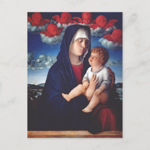 Postal Virgen María y Niño Arte Religioso Clásico