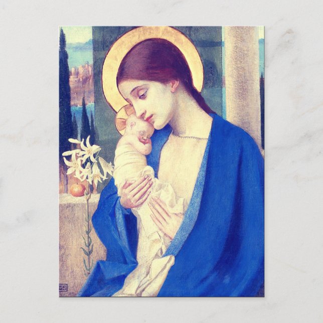 Postal Virgen María y Niño de Marianne Stokes (Anverso)