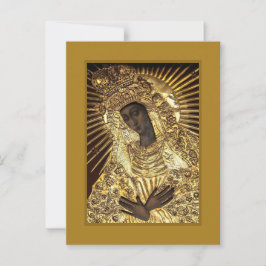 Postal VIRGEN NEGRA en Revestimiento de Riza Dorada Oklad