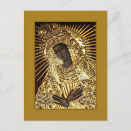 Postal VIRGEN NEGRA en Revestimiento de Riza Dorada Oklad