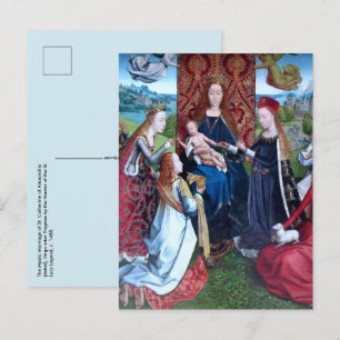Postal Virgen y Niño con 3 Santos (detalle; M 070)