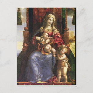 Postal Virgen y niño con el bebé San Juan