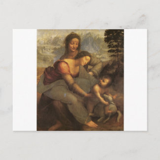 Postal Virgen y niño con Sainte Anne y Cordero por Davinc