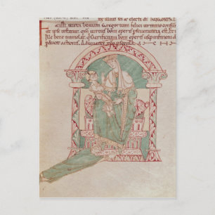 Postal Virgen y niño con San Gregorio el Grande