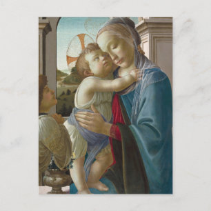 Postal Virgen y niño con un ángel, Sandro Botticelli