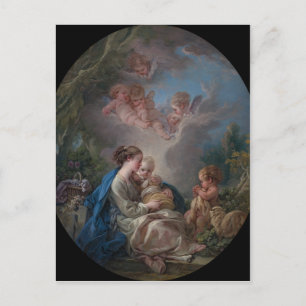 Postal Virgen y niño - François Boucher