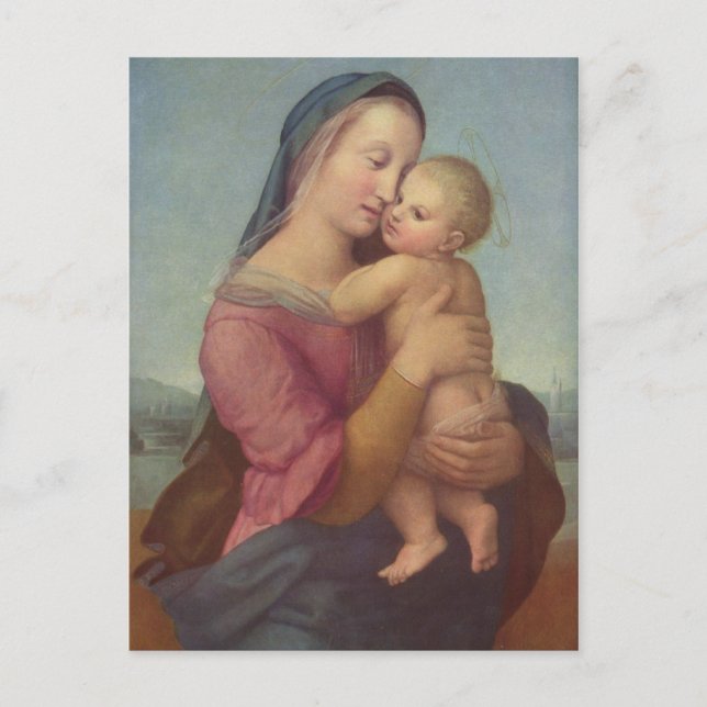Postal Virgen y Niño (La Madonna Tempi) de Rafael (Anverso)