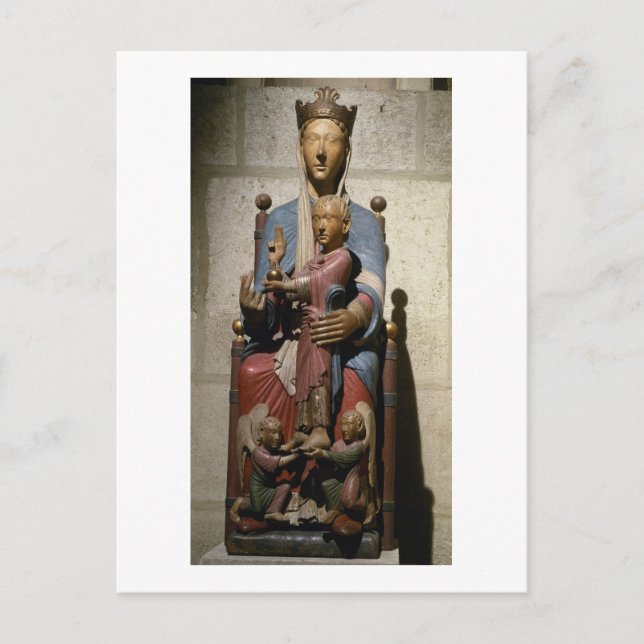 Postal Virgen y niño, (madera policromada) (Anverso)