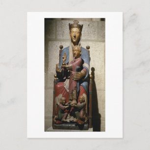 Postal Virgen y niño, (madera policromada)