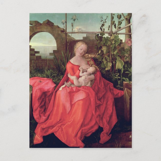 Postal Virgen y niño "Madonna con los Iris", 1508 (Anverso)