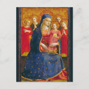 Postal VIRGIN CON NIÑOS, ANGELS Navidades Fra Angelico