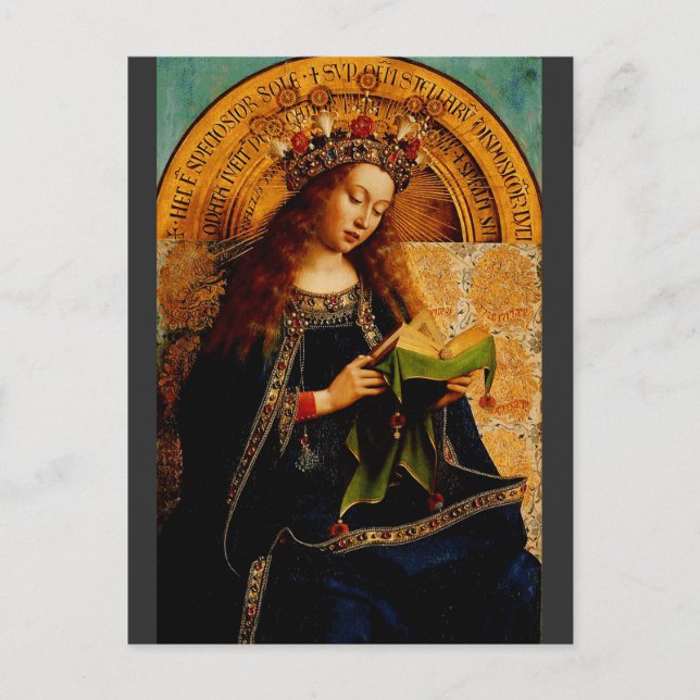 Postal Virgin Mary por Jan van Eyck (Anverso)