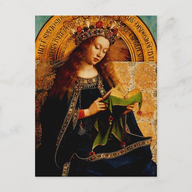 Postal Virgin Mary por Jan van Eyck (Anverso)